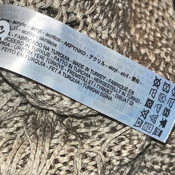 ZARA Taupe Open Cable Knit Fringe Bottom Oversized Cropped Sweater NWT - Large - Picture 14 of 14